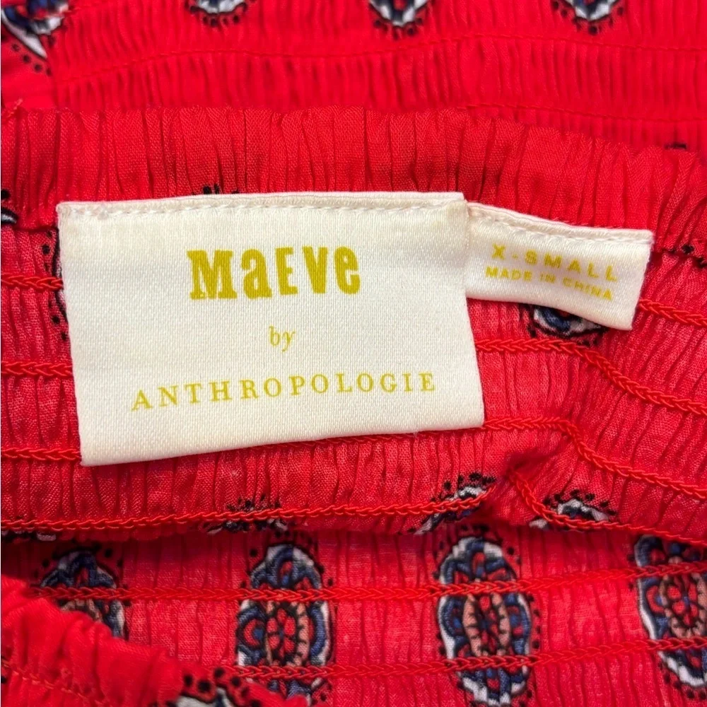 Maeve by Anthropologie “Avila Peplum Top” smocked tank top blouse in bright red! - Picture 6 of 7